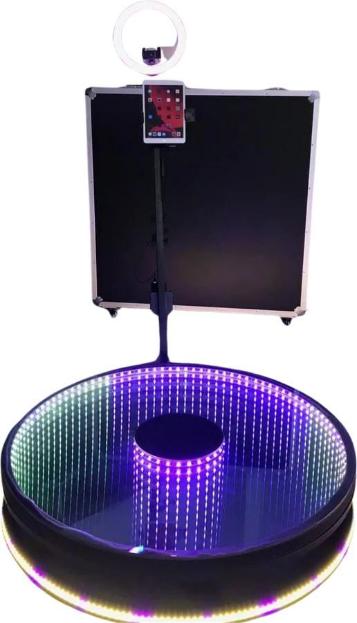 Le plateau Vidéo 360 My Events Box, disque lumineux à LED et bras porte-caméra